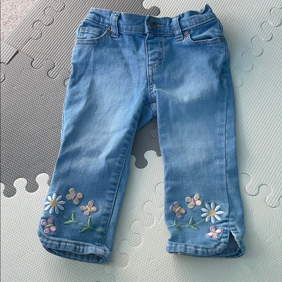Light denim jeans with floral embroidery - Picture 1 of 3
